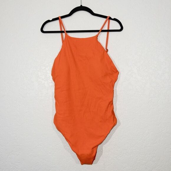 NWT Andie Siren Orange Asbury Ribbed‎ One Piece Swimsuit Size XL - Picture 2 of 8